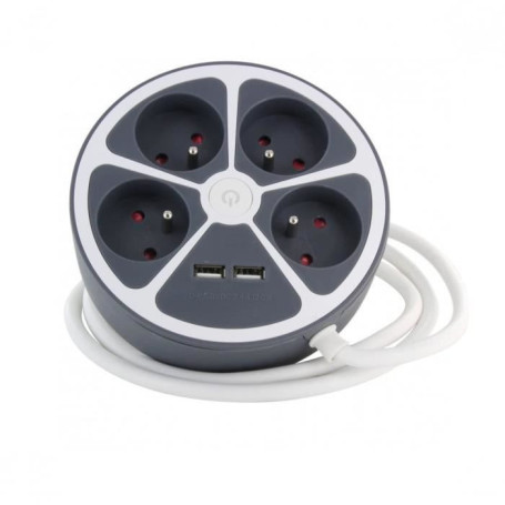 Chacon Multiprise bureau 16A.250V-Max 3680W  4x16A+2USBA cable 1.5m- C 27,99 €