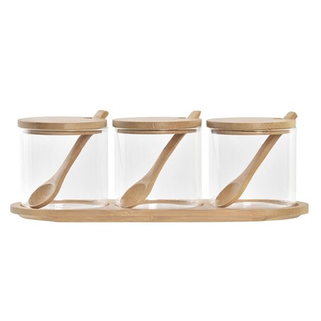 Sucrier DKD Home Decor Basique Transparent Naturel Bambou 3 Pièces 8,5 c 29,99 €