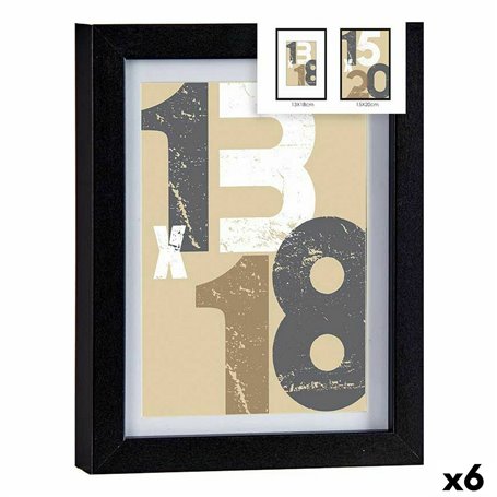 Cadre photo 18 x 23 x 2,5 cm Noir verre Bois MDF (6 Unités) 43,99 €