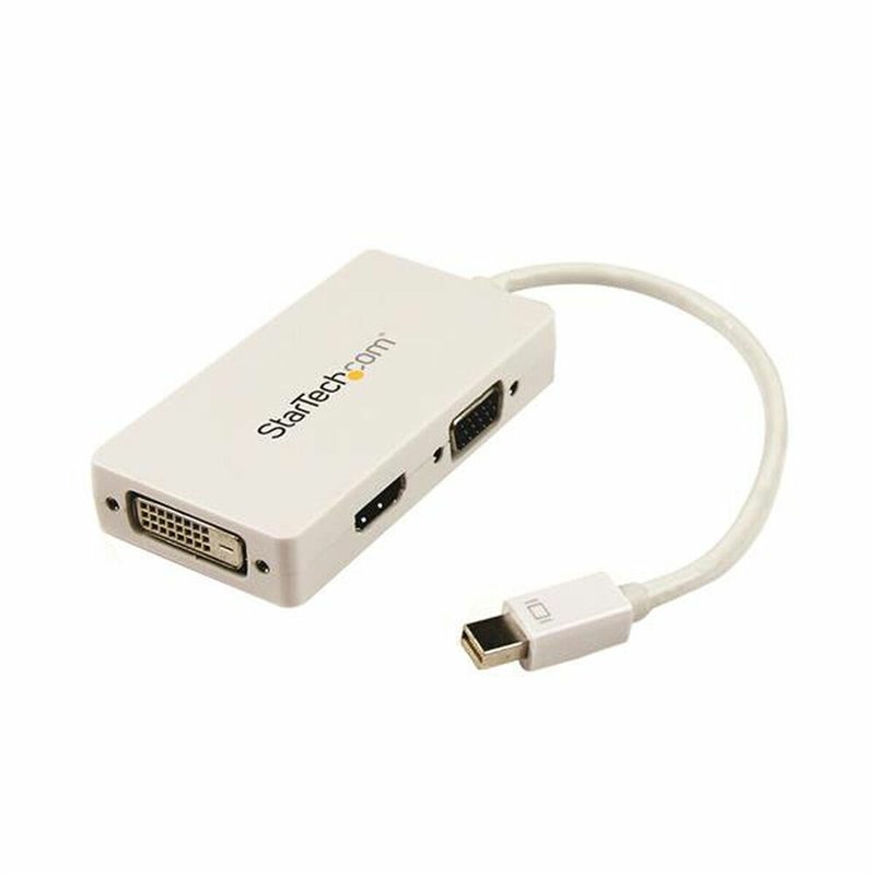 Startech.com Adaptateur de voyage Mini DisplayPort vers VGA / DVI / HDMI - Convertisseur vidéo 3-en-1 - Blanc
