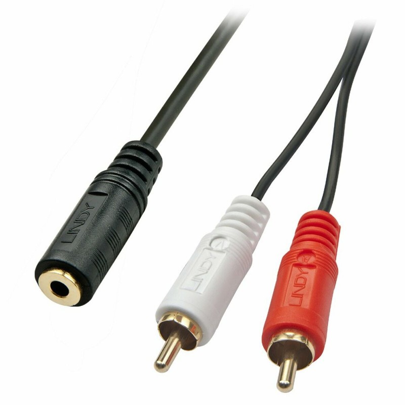 Lindy 35677 câble audio 0,25 m 2 x RCA 3,5mm Noir, Rouge, Blanc