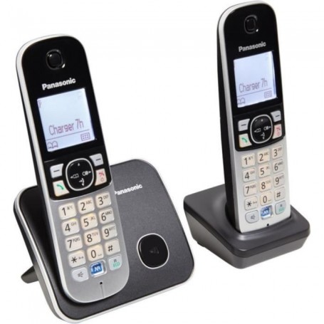 Téléphone Sans Fil Panasonic KX-TG6812FRB Gris Noir/Argenté