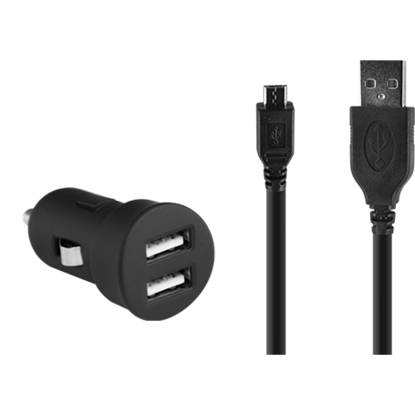 Chargeur voiture USB A 2.1A FastCharge Mini + Câble USB A/micro USB No