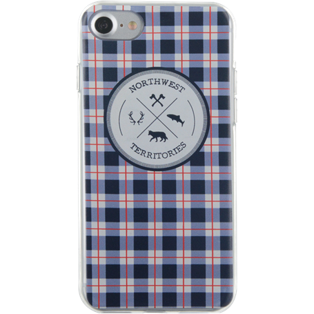 Coque souple bleue motifs à carreaux North West pour iPhone SE (2020)/