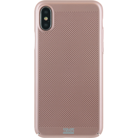 Coque rigide perforée rose doré Colorblock pour iPhone X/XS
