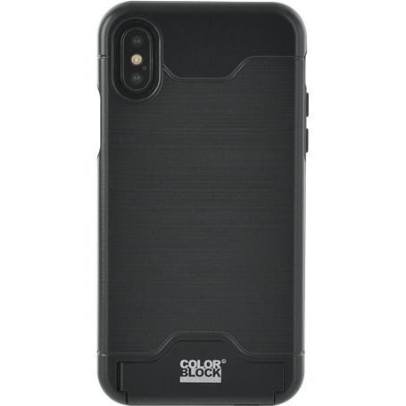 Coque rigide Colorblock noire avec porte-cartes pour iPhone X/XS
