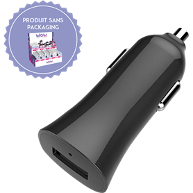 Chargeur voiture USB A 2.1A Noir - WOW