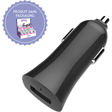 Chargeur voiture USB A 2.1A Noir - WOW