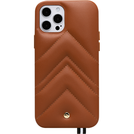 Coque iPhone 12 / 12 Pro Louvre en Cuir matelassé Cognac Artefakt