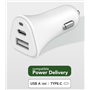 Double Chargeur voiture USB A+C PD 37W (12+25W) Power Delivery Souple