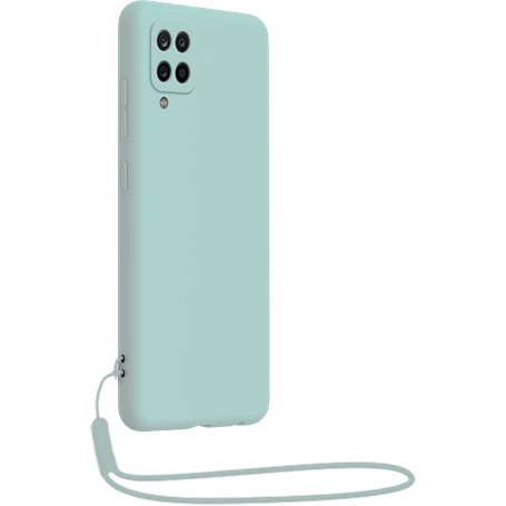 Coque Silicone + dragonne assortie Bleu ciel pour Samsung G A12 Bigben