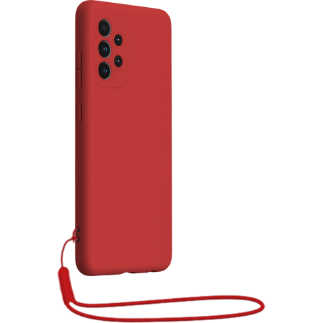 Coque Silicone + dragonne assortie Rouge pour Samsung G A53 5G Bigben