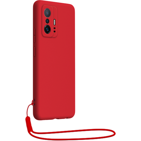 Coque Silicone + dragonne assortie Rouge pour Xiaomi 11T / 11T Pro Big