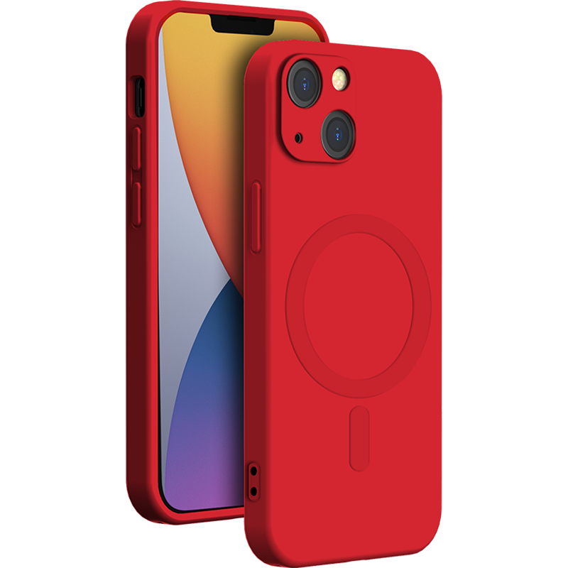 Coque Compatible MagSafe Silicone Rouge pour iPhone 14 Bigben