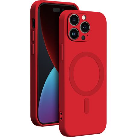 Coque Compatible MagSafe Silicone Rouge pour iPhone 14 Pro Max Bigben