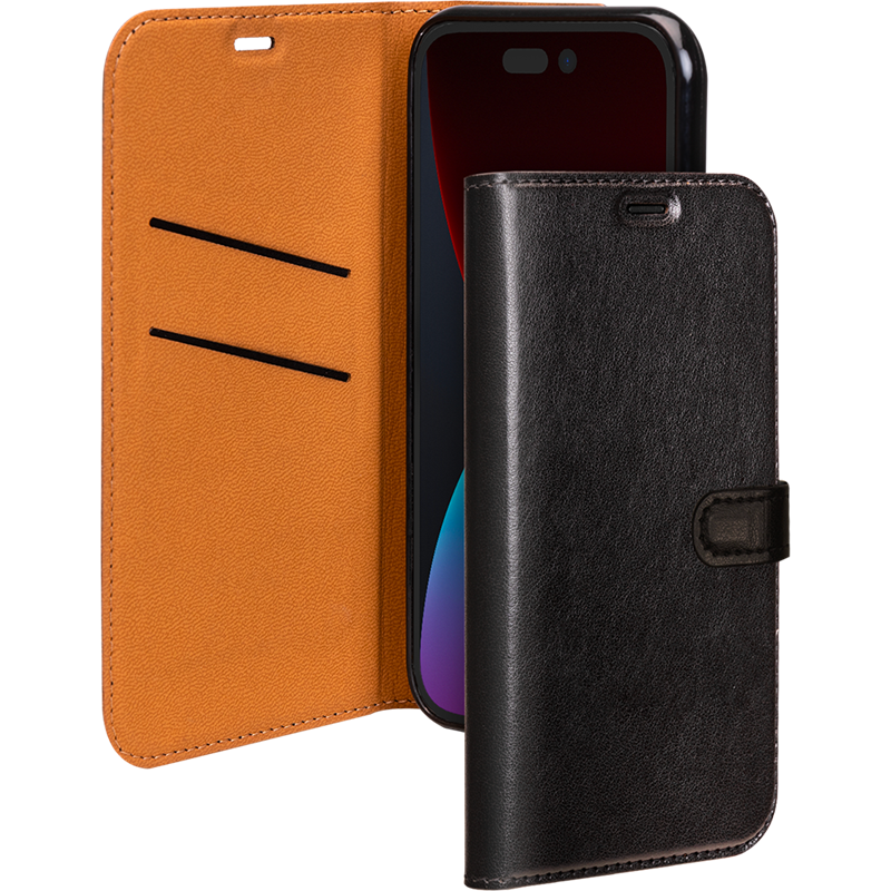 Etui Folio Wallet iPhone 14 Pro Max Noir - Fermeture avec languette aimantée