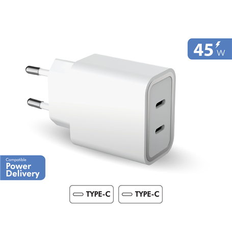 Chargeur maison 45W (20+25W) Power Delivery Blanc - Garanti à vie Forc