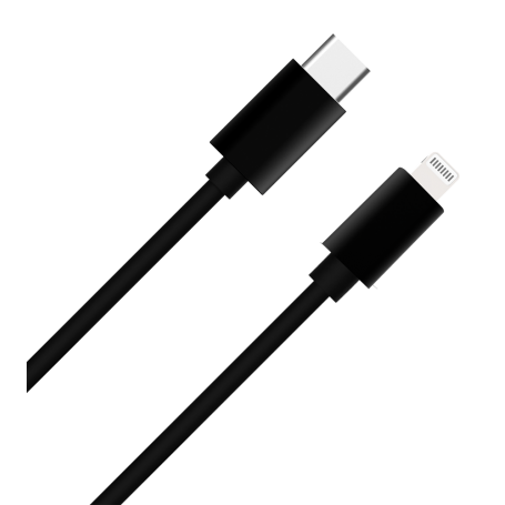 Câble USB C/Lightning 1m 3A Noir WOW