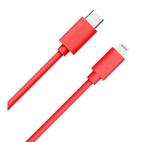 Câble USB C/Lightning 1m 3A Rouge WOW
