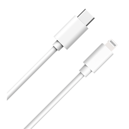 Câble USB C/Lightning 1m 3A Blanc WOW