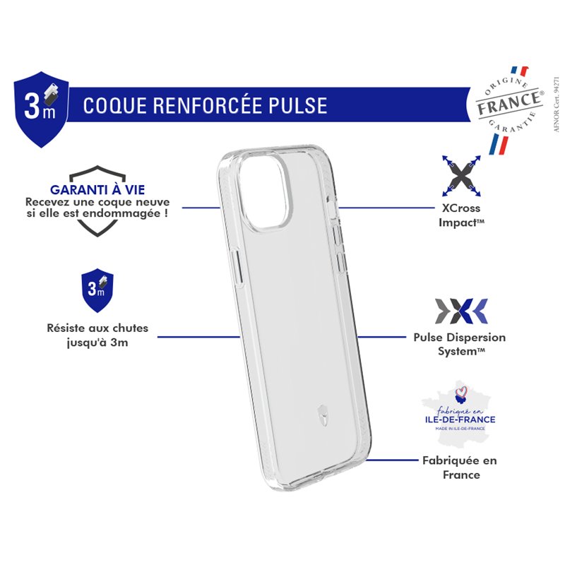 Image secondaire de Coque Renforcée iPhone 15 Plus PULSE Origine France Garantie Garantie