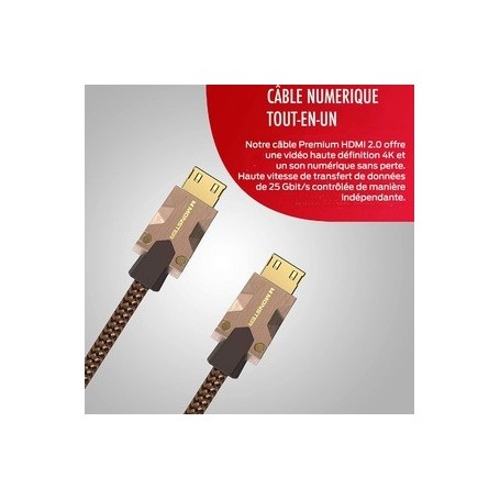 Câble Hdmi M2000 Uhd 4K Hdr10+ 25Gbps 3M