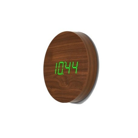 Wall CLICK CLOCK WALNUT / GREEN LED