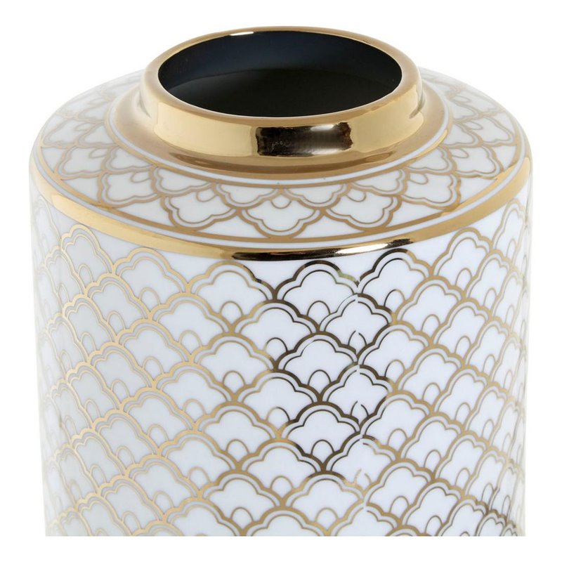 Image secondaire de Vase DKD Home Decor 18 x 18 x 30,5 cm Porcelaine Doré Blanc