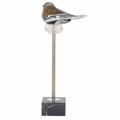 Figurine Décorative DKD Home Decor Verre Marbre Oiseau (18 x 10 x 42 c