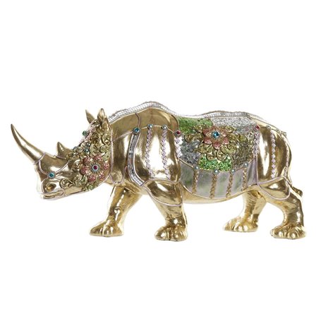Figurine Décorative DKD Home Decor Doré Résine Multicouleur Rhinocéros