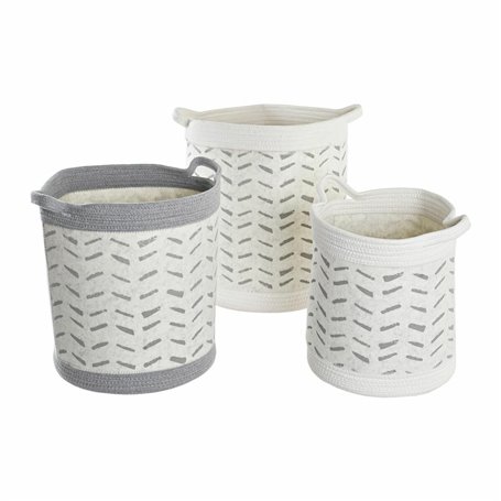 Set de basket DKD Home Decor Gris Coton (3 Pièces) (35 x 35 x 40 cm)