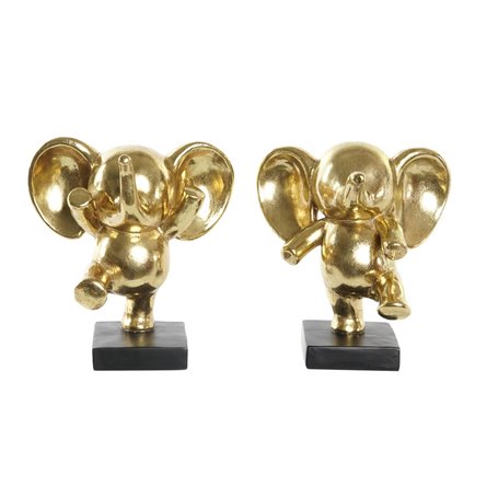 Figurine Décorative DKD Home Decor 19 x 14 x 20,5 cm Eléphant Noir Dor