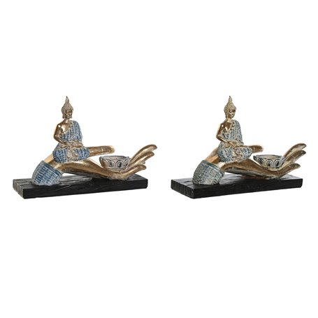 Figurine Décorative DKD Home Decor 25,7 x 8 x 16 cm Bleu Buda Turquois