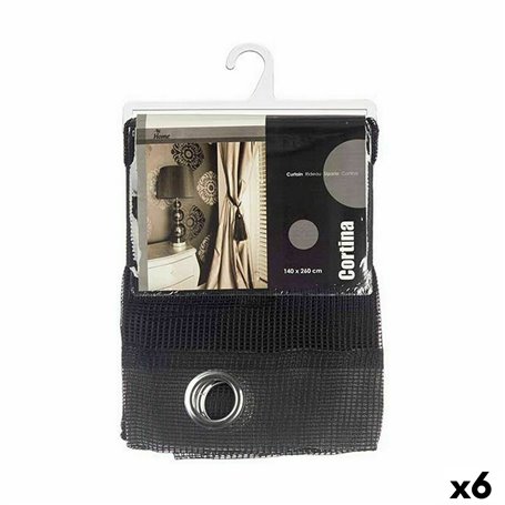 Rideau 140 x 260 cm Grille Noir (6 Unités)