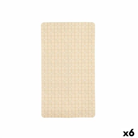 Tapis de Douche Antidérapant Carreaux Beige PVC 67,7 x 38,5 x 0,7 cm (