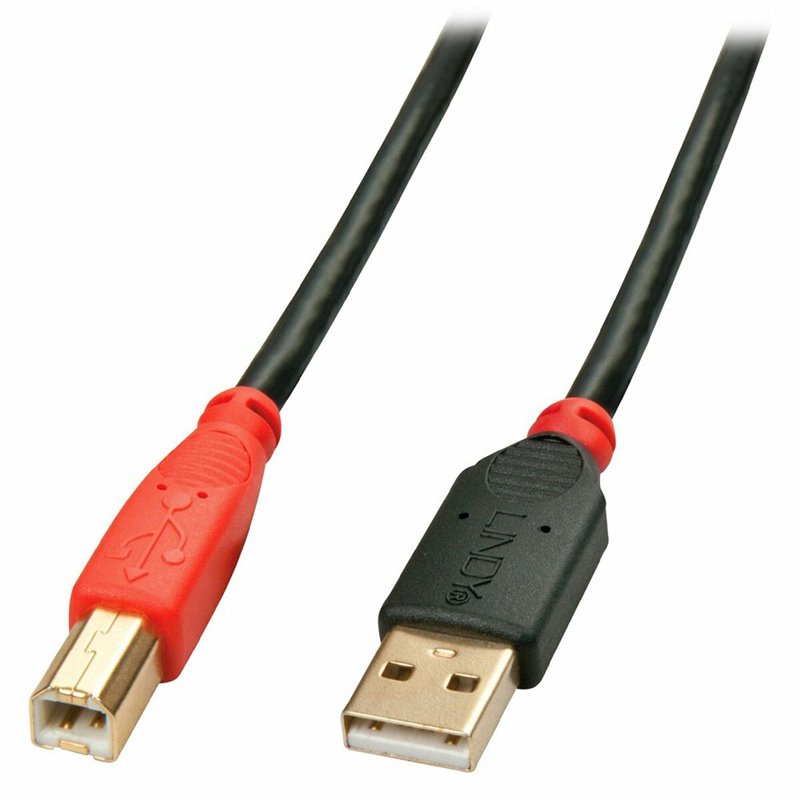 Lindy 42762 câble USB 15 m USB 2.0 USB A USB B Noir, Rouge