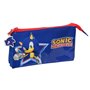 Trousse Fourre-Tout Triple Sonic Let's roll Blue marine 22 x 12 x 3 cm