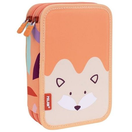 Plumier double Milan Animals Orange 19,5 x 13 x 5 cm