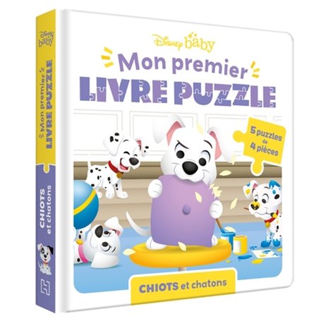 DISNEY BABY - Mon Premier Livre Puzzle - 5 puzzles 4 pièces - Chiots et chatons
