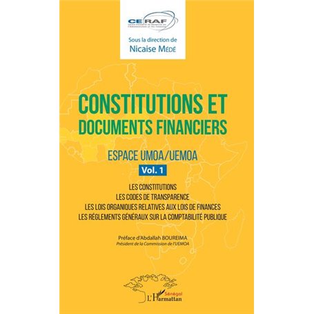 Constitutions et documents financiers Vol 1 Espace UMOA/UEMOA