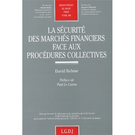 la sécurité des marchés financiers face aux procédures collectives