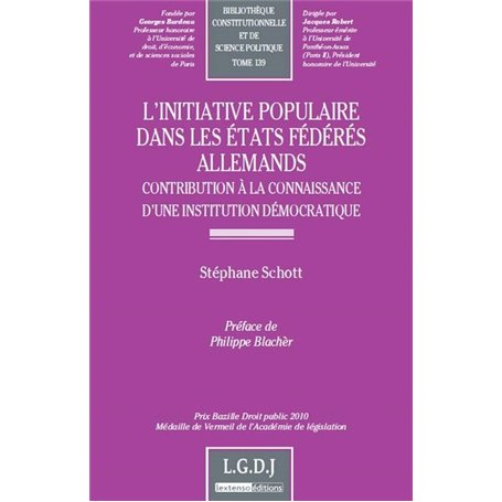 l'initiative populaire dans les etats fédérés allemands - contribution à la conn