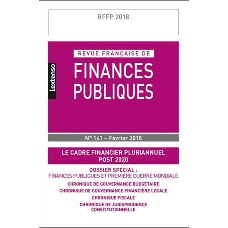 REVUE FRANÇAISE DE FINANCES PUBLIQUES N 141 - 2018