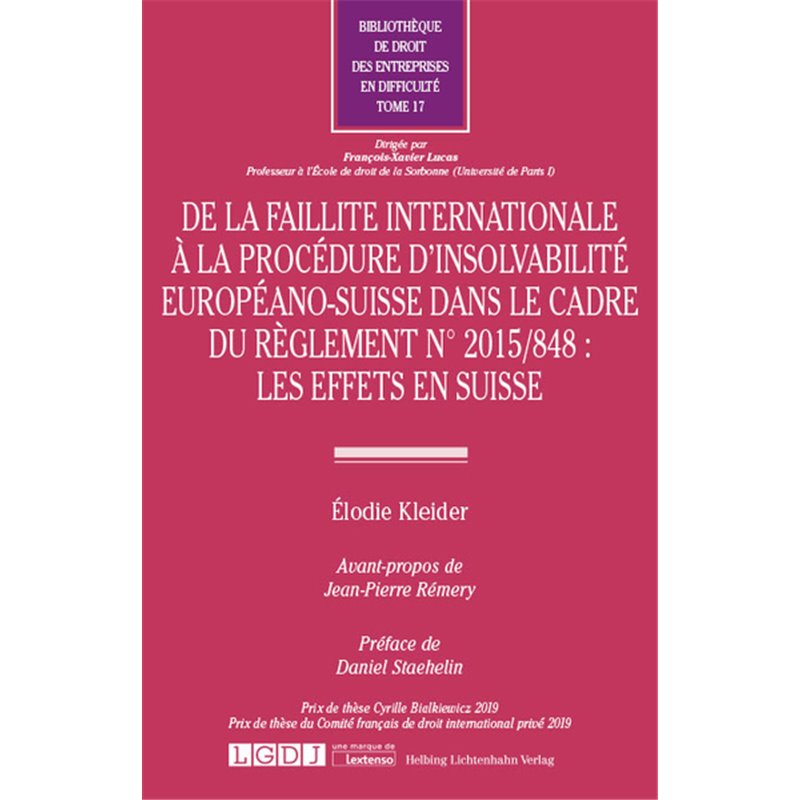 De la faillite internationale à la procédure d'insolvabilité européano ...
