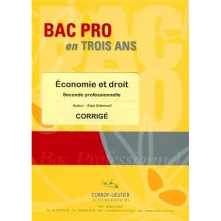 Économie et droit - Pochette Corrigé