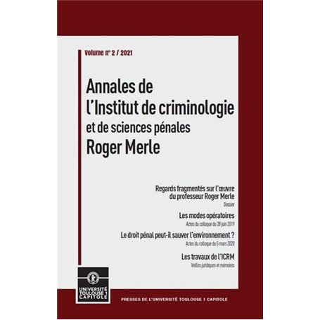 Annales de l'Institut de criminologie et de sciences pénales Roger Merle 2/2021
