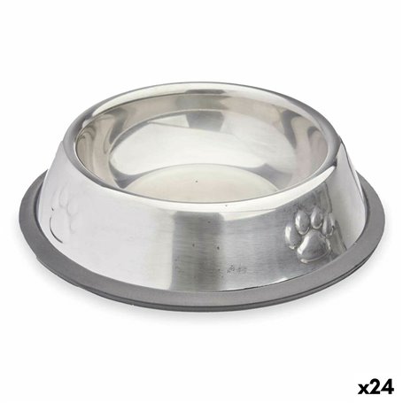 Mangeoire pour chiens Argenté Gris Caoutchouc Métal 15 x 4 x 15 cm (24