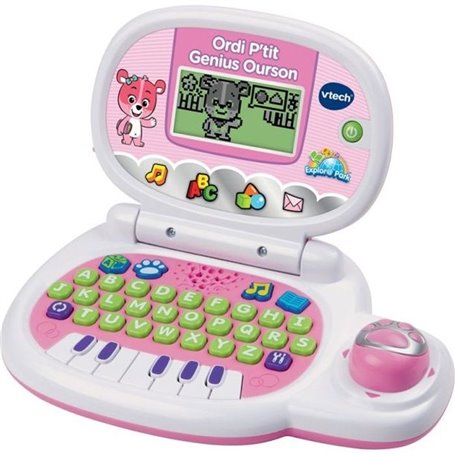VTECH - Ordi P'tit Genius Ourson - Rose - Ordinateur Éducatif Enfant