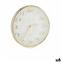 Horloge Murale Carré Rond Doré verre Plastique 33 x 33 x 5,5 cm (6 Uni