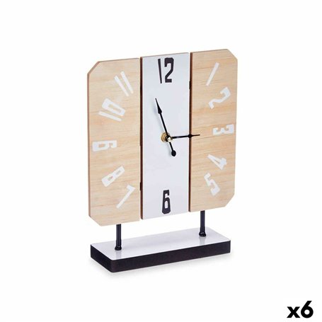 Horloge de table Blanc Métal Bois MDF 22 x 28 x 7 cm (6 Unités)
